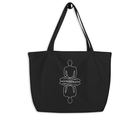 Large Organic Cotton Tote Bag, 2 colors - Meditation Reflection Drawing